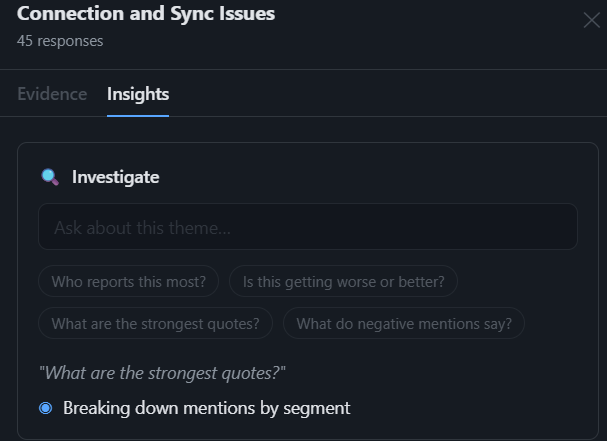 Investigator run showing steps completing one by one as it works